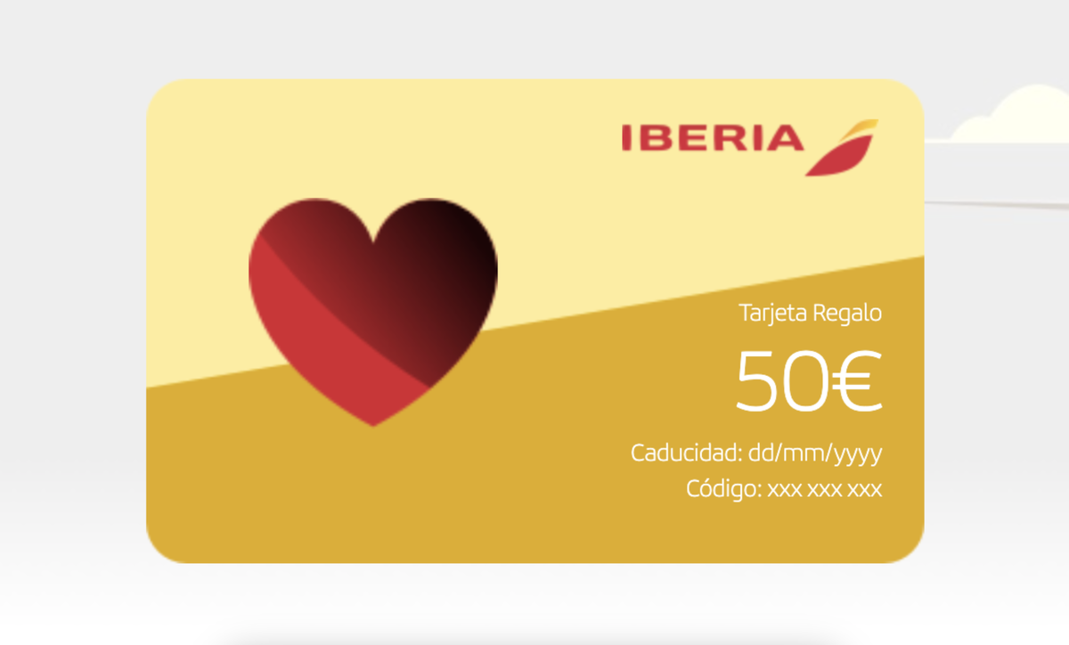 Una de las tarjetas regalo de Iberia por San Valentín.