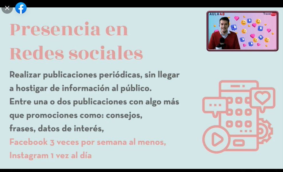 Las recomendaciones sobre redes sociales de Travel Shop.