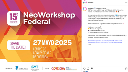 El posteo de Fedecatur anunciando el NeoWorkshop Federal sigue activo en sus redes sociales. Acto seguido, publicaron la suspensión.