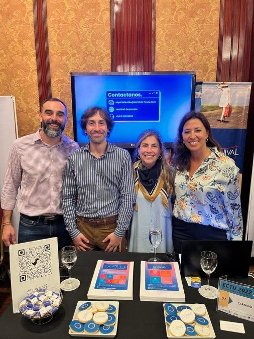 Los ejecutivos de Carnival Tours en ECTU 2022: Matías Alfaro, Luciano Tessarolo, Ornella Tessarolo y Silvina Pereyra.