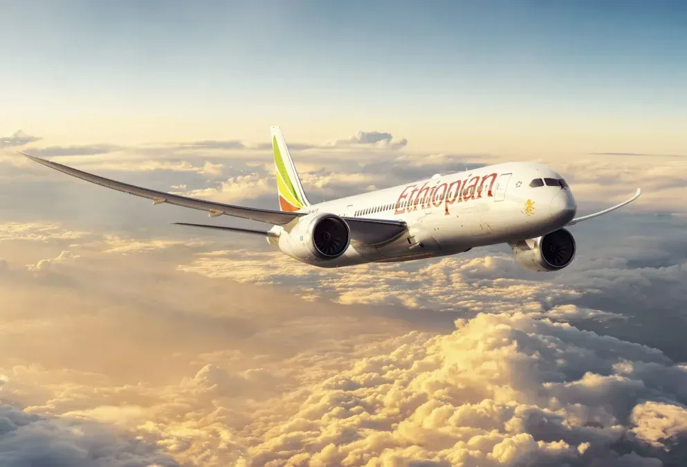 Ethiopian opera Boeing B-787 Dreamliner para sus rutas de largo recorrido.
