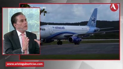 El presidente del Consejo de Administración de Interjet, Alejandro del Valle, durante la entrevista televisiva.