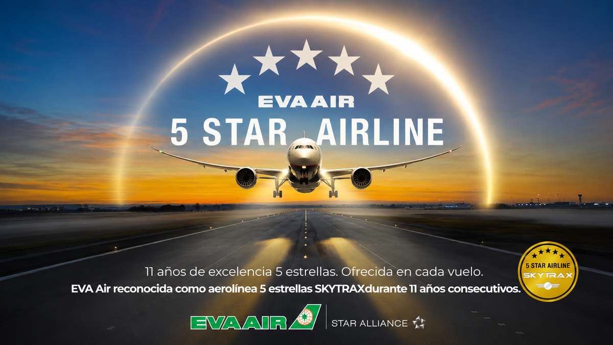 EVA Air (Star Alliance por undécimo año consecutivo obtiene la certificación de aerolínea 5 estrellas de SKYTRAX