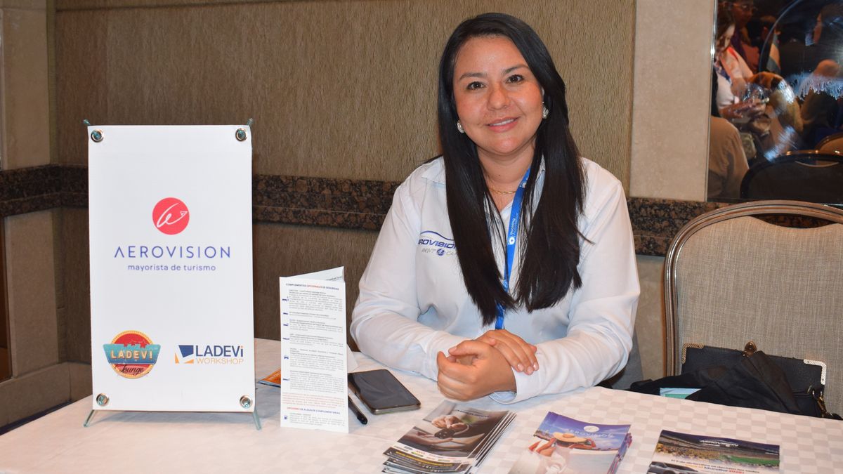 Paola Lara, ejecutiva comercial de Aerovision, presente en Ladevi Workshop Bogotá.