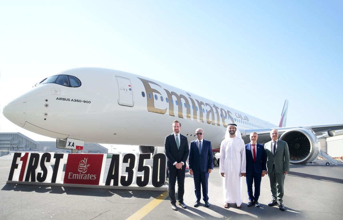 Emirates recibió su primer Airbus A350, parte de una compra total de 65 aviones similares.