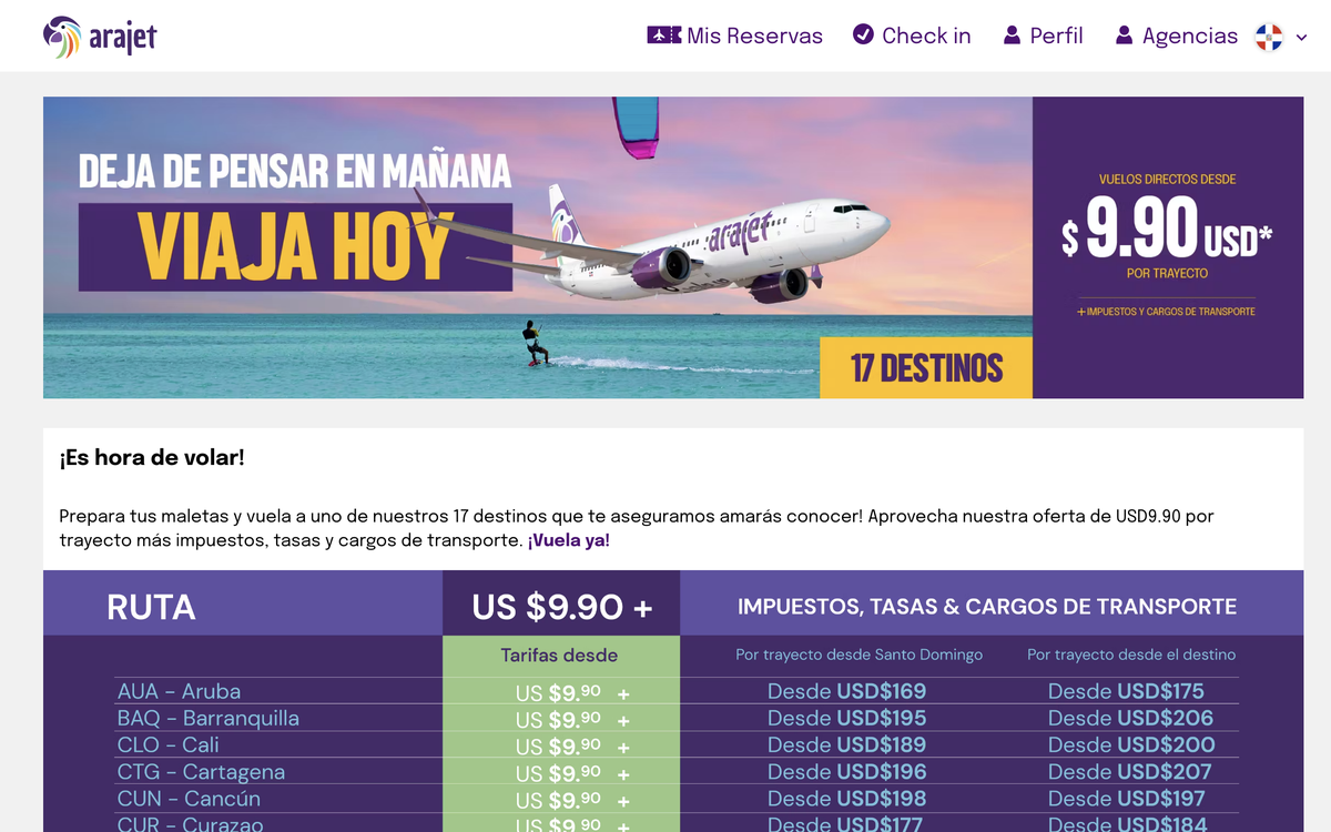 Arajet llegará a Chile con vuelos low cost al Caribe