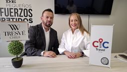 Sergio Pino Arce, director comercial de Viajes TRESVÉ Chile; junto a Sonia Triana, directora de CIC Travel Chile. 