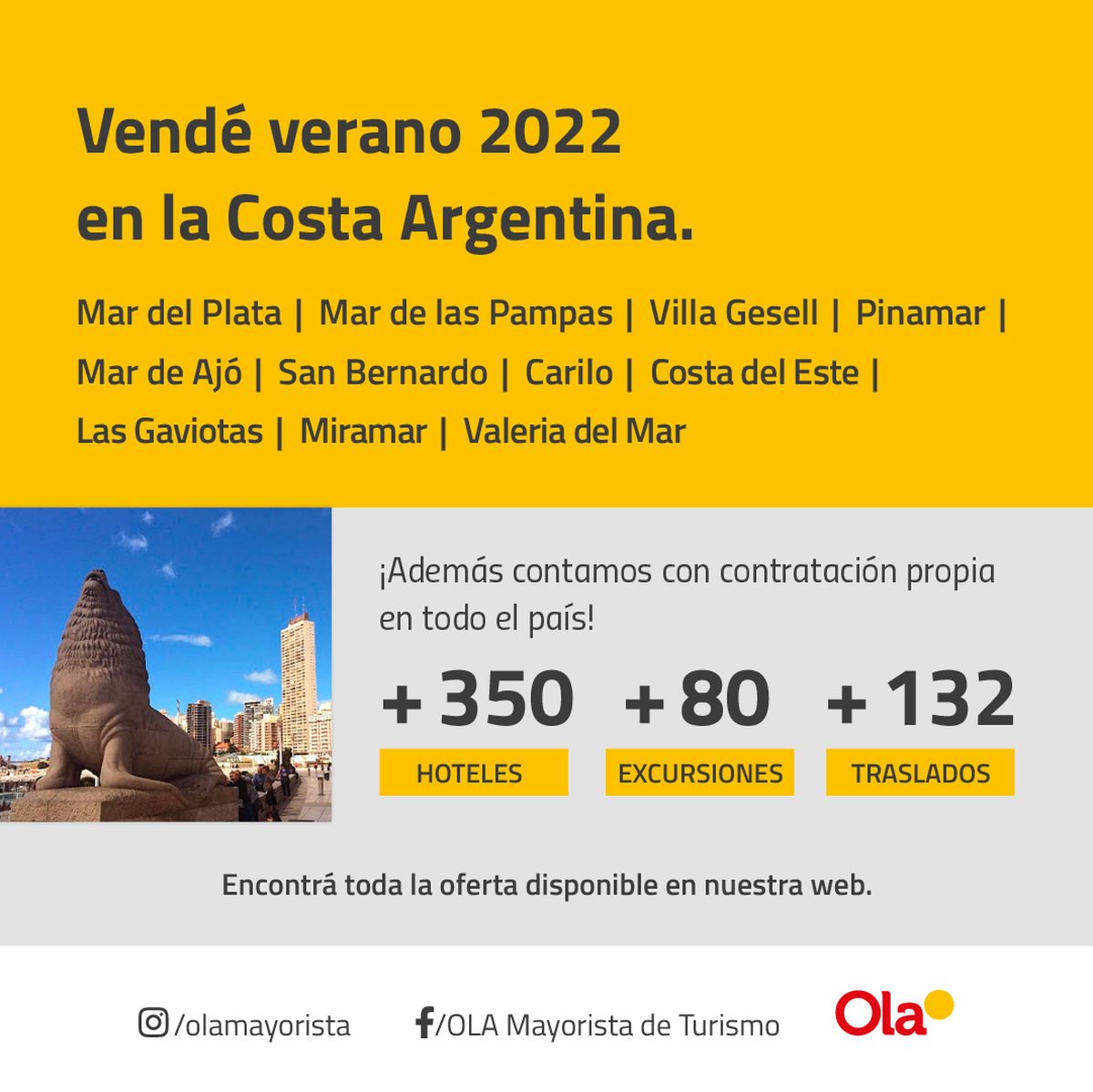 Atractiva oferta de Ola en la Costa Atlántica.