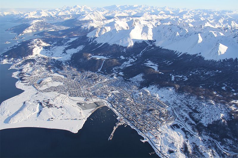 Ushuaia y sus alrededores desde una perspectiva inusual.