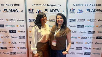 Priscila Tremsal y Miriam Anabalor, de Connect Reps, representante de Eterna Travel en el Cono Sur.