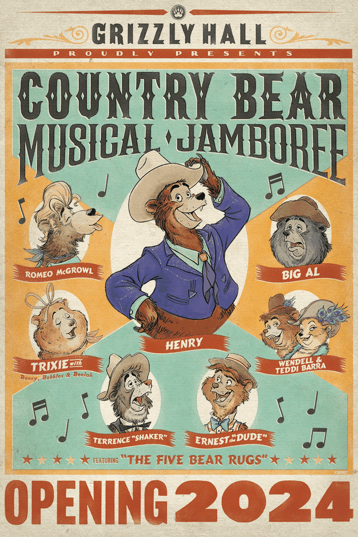 En Country Bear Jamboree los osos interpretarán canciones de Disney al estilo country.