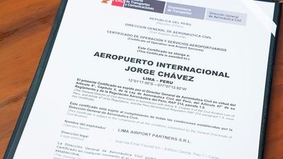 El nuevo Aeropuerto Internacional Jorge Chávez ya recibió el Certificado de Operación y Servicios Aeroportuarios del MTC.