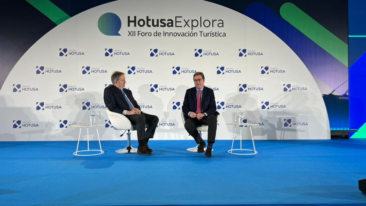 Antonio Garamendi, de la CEOE, en su intervención en el XII Hotusa Explora.