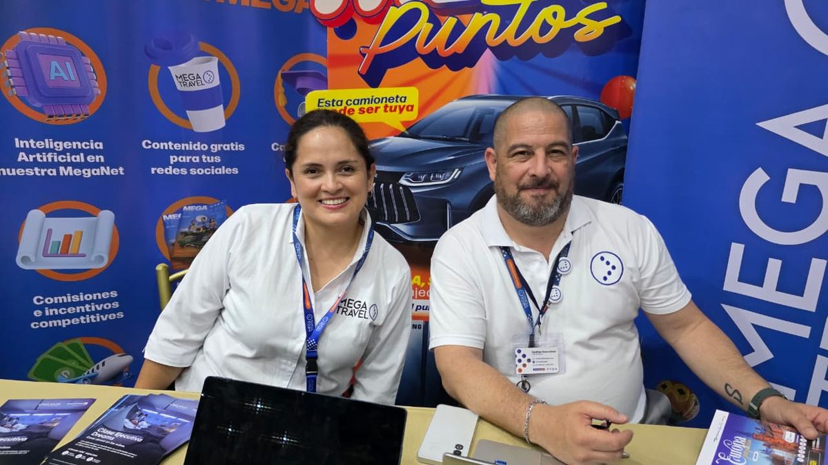 Carmen Moyano y Rodrigo Benavides, de Mega Travel. Carmen Moyano y Rodrigo Benavides, de Mega Travel.