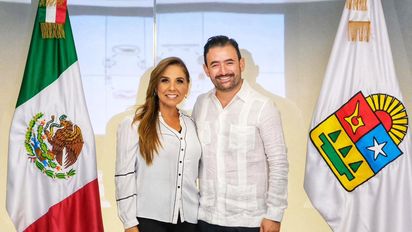 La gobernadora de Quintana Roo, Mara Lezama Espinosa, y el nuevo titular del&nbsp;Consejo de Promoción Turística de Quintana Roo (CPTQ).