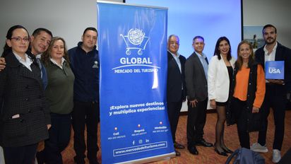 &nbsp;Juan Carlos Arias; Julián Barbosa; Martha Gómez, Global Mercado del Turismo; Luis Bustamante, Brand USA.