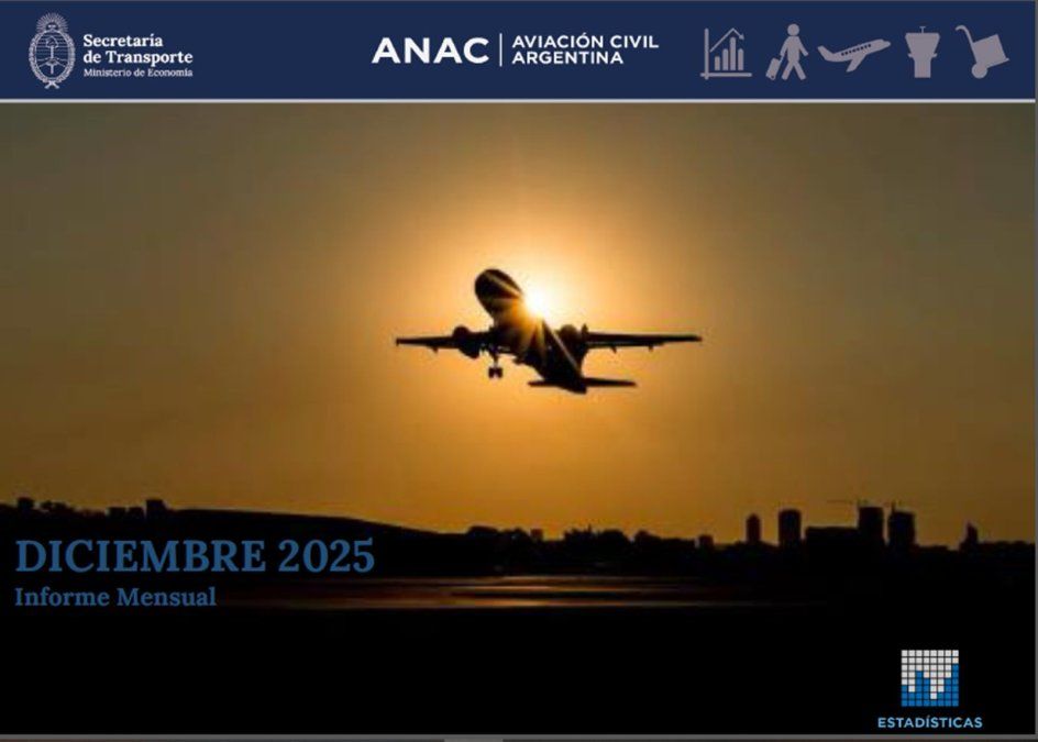 Cubierta del informe de ANAC correspondiente al tráfico aéreo de Diciembre de 2025