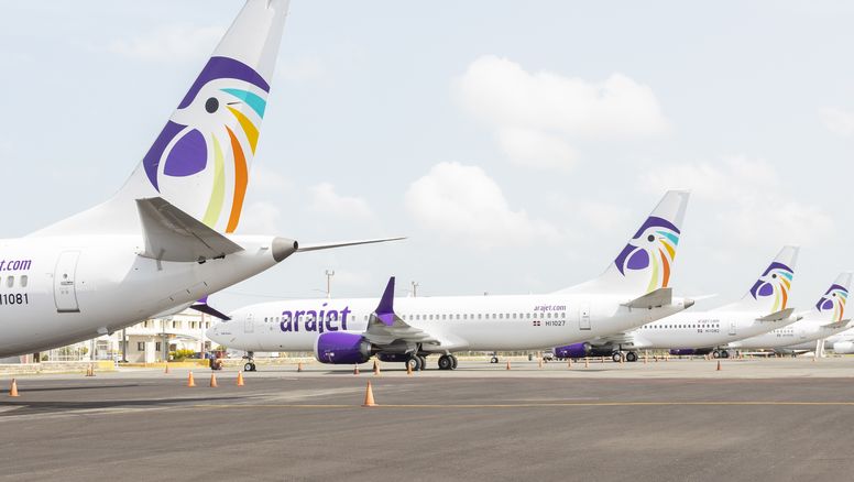 La flight line de Arajet con sus Boeing B-737MAX 8.