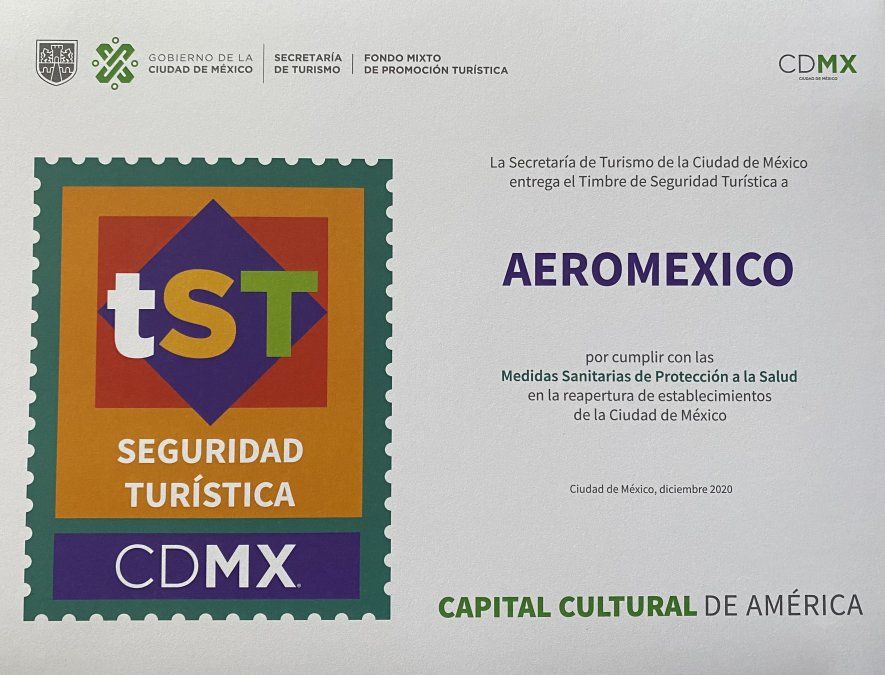 El certificado de Timbre de Seguridad Turística.