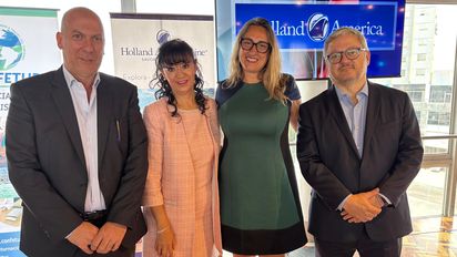 Carlos Bricka, Terese Hernández, Sabrina Nogueira y Julio Laguna en aniversario de Confetur.