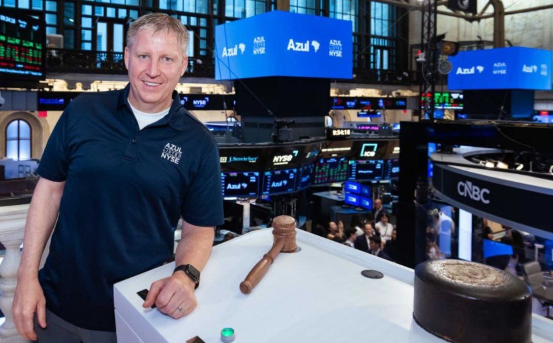 John Rodgerson, CEO de Azul Linhas Aereas, en la Bolsa de Nueva York John Rodgerson, CEO de Azul Linhas Aereas, en la Bolsa de Nueva York