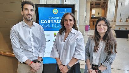 Jairo Aguilera, de la Corporación de Turismo de Cartagena; Tatiana Quintero y Carolina Orjuela, de ProColombia. Jairo Aguilera, de la Corporación de Turismo de Cartagena; Tatiana Quintero y Carolina Orjuela, de ProColombia.