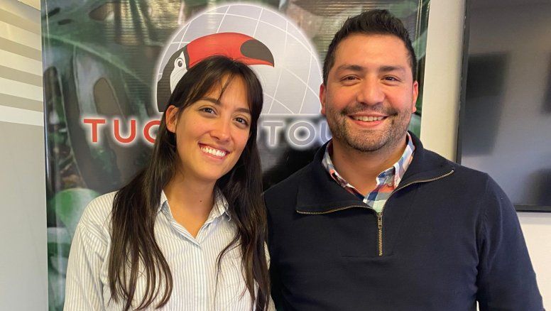 Melina Bello, responsable de Marketing, Comunicación y Prensa de Tucano Tours, y Nicolás Duarte, gerente de Promoción y Ventas de Tucano Tours.