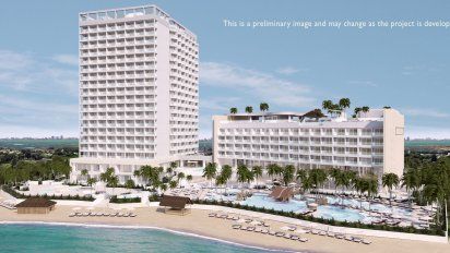 Fachada del nuevo Breathless Cancun de AMResorts.