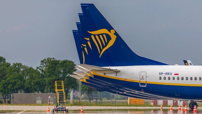 Varios aviones de la flota de Ryanair