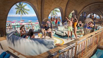 Render de uno de los bares del Royal Caribbean Beach Club de Paradise Island, en las Bahamas.