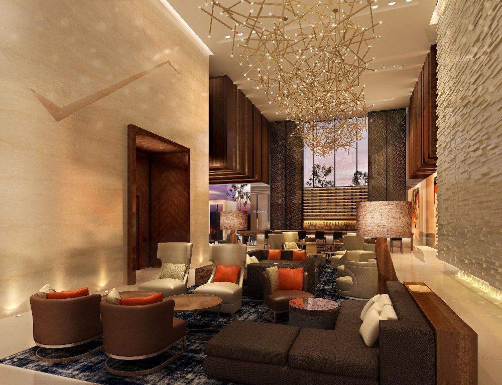 El amplio lobby, todo un exponente de lujo contemporáneo.